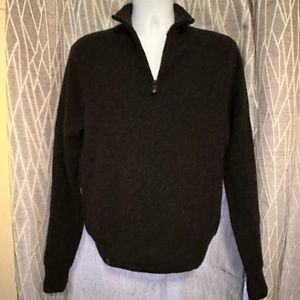 QOR 100% Cashmere Sweater - Men’s Small - Dark Grey, Quarter Zip